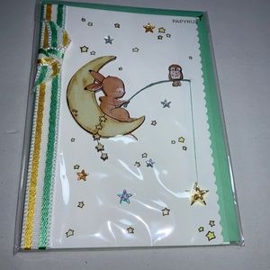 Papyrus Baby Shower Card ribbon trim dimensional New